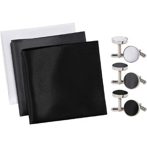 100% Mulberry Silk Pocket Square and Cufflinks with Gift Box for Men, Set of 6