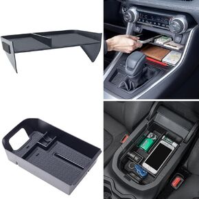 TOPINSTALL 2PCS Upgraded Huge Slots Compatible with 2019-2024 Toyota RAV4 & RAV4 Prime Accessories, Center Console Tray Divider for Phones with Cases Armrest Box Storage Tray