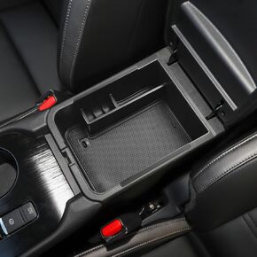 TACORBO Center Console Organizer Compatible with Nissan Sentra 2020 2021 2022 2023 2024 Accessories Secondary Armrest Storage Box, Black Trim