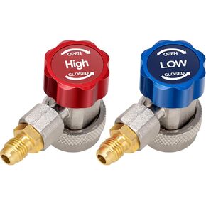 VIVOHOME AC R134a Refrigerant Quick Coupler Adapter Kit HVAC Adjustable High Low Connector Conversion with 1/4 Inch Male Flares for Auto Air Condition Manifold Gauge Hose