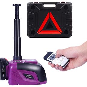 Electric Car Jack Hydraulic Cordless Remote Control 5 Ton 12V with Small Portable Cordless Floor Jack Lift Automotive for SUV Sedan Vehicle MPV Car Change Tire Emergency Repair Tyre Purple