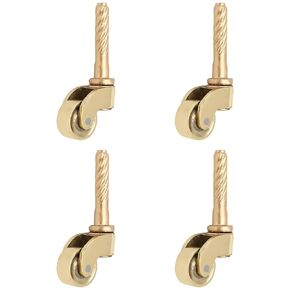 Set of 4 Solid Brass Caster with White Porcelain Wheel Heavy Duty & Safe for All Floors Perfect Replacement for Floor Polished Brass Finish Wheels for Chairs/Tables/Furniture Dia. 1 "