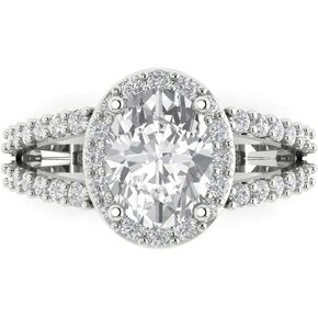 Clara Pucci 2.24 ct Oval Cut Solitaire Genuine White Lab Created Sapphire Engagement Promise Anniversary Bridal Ring 18K White Gold