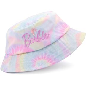 Barbie Bucket Hat for Girls | Kids & Teens Multicoloured Tie Dye One Size Sun Hat | Embroidered Headwear Soft Crown with Peak