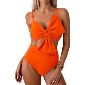 Milumia Women's 2 Piece High Waist Bow Bikini Set Twist Swimsuit Bathing Suits