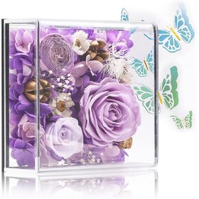 Flowers for Delivery Prime - Preserved Eternal Rose In Acrylic Box - Preserved Roses, Blossoms That Last Forever- Gifts for Girlfriend Wife Mom Grandma on Birthday
