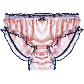 Women's 100% Mulberry Silk Underwear Briefs Panties with Lace Mid Waist Satin Bikini