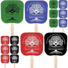 24 Pcs Family Reunion Favor Remembering Our Roots Fans Paper Fan Handheld Colored Family Tree Fan with Wooden Handle Family Reunion Decoration Family Reunion Gift for Family Gathering Party
