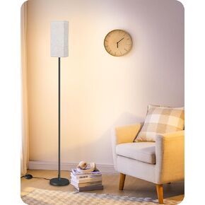 Floor Lamp, Pole with Foot Switch, Modern Standing Lamp Lampshade, Minimalist Freestanding Lamp (Bulb Not Included), for Living Room, Bedroom Office FCC Listed, Black and Beige E07LD05