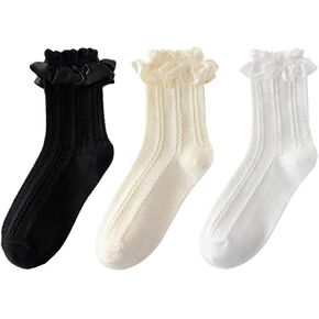 Women Lace Socks Ruffle Frilly Socks Comfortable Cotton Socks Coquette Cute Socks Princess Lolita for Ladies Gril