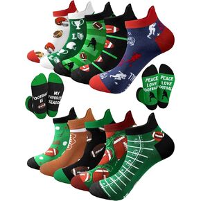 10 Pairs Novelty Football Socks for Men Athletic American Football Theme Low Cut Ankle Tab Socks for Football Lover Christmas Birthday Gift Favors