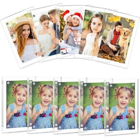 10Pcs Acrylic Fridge Magnetic Frames, 2.36 x 3.54 Inch Double Sided Picture Frameless Magnetic Picture Frames for Refrigerator for Cards Memos Pictures Stamps