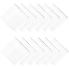 12 Pack Men's Handkerchiefs White Handkerchiefs for Men Solid Color Mens Hankies Gents Hankerchieves with Stripe for Wedding Party, 13.77*13.77 inch