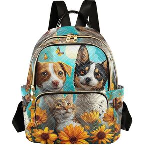 Cute Highland Cow on Grass Backpack Purse Quilted Travel Bag Mini Backpack Purse for Women