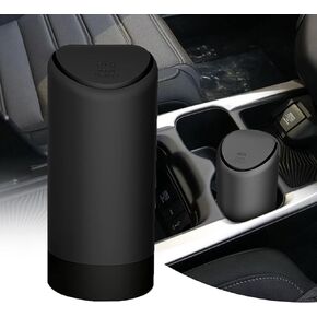 1 PC Car Trash Can with Lid, 6.29" x 2.55" Portable Trash Can, Waterproof Mini Storage Box, Multifunctional Vehicle Decoration, Universal for Most Cars, Trucks, SUVs, Vans (Black)