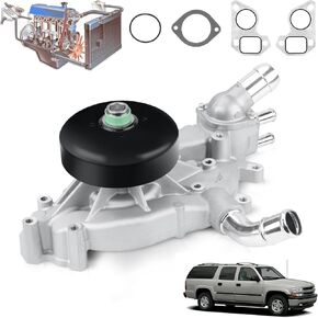 Engine Water Pump Kit AW6009 with Gasket & Thermostat Compatible With with Chevy Silverado Express Tahoe Trailblazer Suburban, GMC Sierra Envoy Yukon Savana Forward, Buick, Cadillac, Hummer, Isuzu…