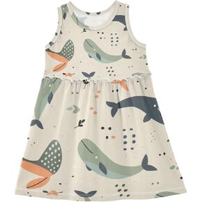 Girls Dresses Summer Toddler Sleeveless Midi Dress Casual Cotton A-Line Sundress