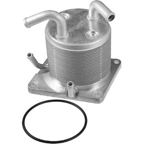Engine Oil Cooler Kit Compatible for Nissan NV200 Rogue Sentra, Durable Aluminum Alloy Silver Tone Transmission Oil Cooler with O-rings Seal