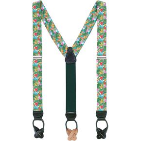 Trafalgar Men's Tropical Hawaiian Getaway Linen Button End Braces (Suspenders)