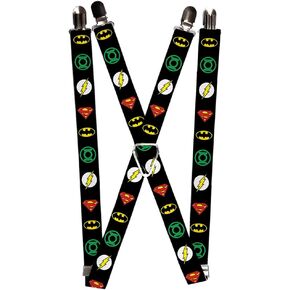 Buckle-Down Suspenders-Justice League Superhero Logos