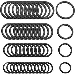 40 Pack Black Key Ring Keychain Assorted in 4 Sizes Metal Round Split Key Chains Rings for Home Car Dog Tag Office Lanyards Keys Attachment