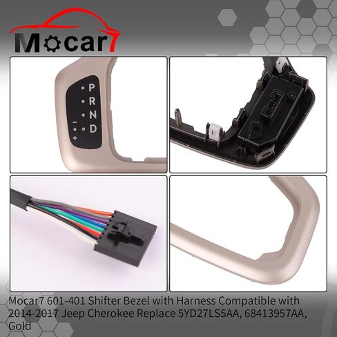 Shifter Bezel with Harness Compatible with 2014-2017 Jeep Cherokee Replace 5YD27XS5AA, 68413957AA, 601-402(Silver) in Saudi Arabia