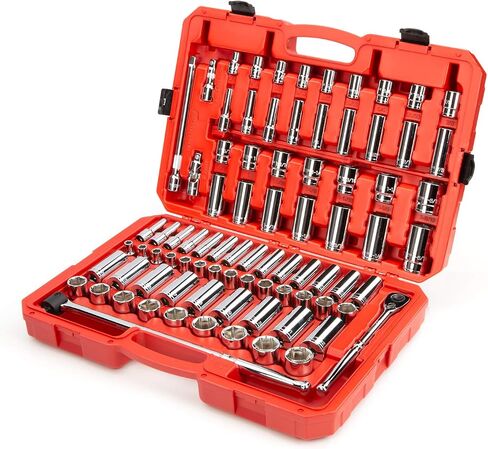 TEKTON 1/2 Inch Drive 6-Point Socket and Ratchet Set, 83-Piece (3/8 - 1-5/16 in., 10-32 mm) | SKT25302 in Kuwait