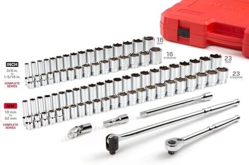 TEKTON 1/2 Inch Drive 6-Point Socket and Ratchet Set, 83-Piece (3/8 - 1-5/16 in., 10-32 mm) | SKT25302 in Kuwait