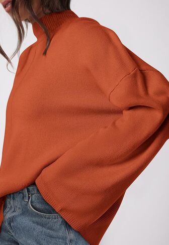 PRETTYGARDEN Womens Sweaters Fall 2024 Long Sleeve Ribbed Knit Pullover Loose Mock Neck Lightweight Casual Sweater Tops in Kuwait