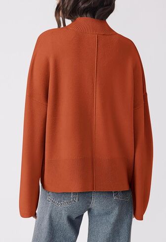 PRETTYGARDEN Womens Sweaters Fall 2024 Long Sleeve Ribbed Knit Pullover Loose Mock Neck Lightweight Casual Sweater Tops in Kuwait