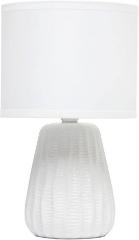 تصاميم بسيطة LT1138-GRY 11.02 "مصباح مكتب طاولة بجانب السرير بتصميم صغير تقليدي وحديث مصنوع من السيراميك مع غطاء من القماش المطابق لديكور المنزل، وغرفة النوم، ومنضدة، وغرفة المعيشة، والمدخل، رمادي in Kuwait