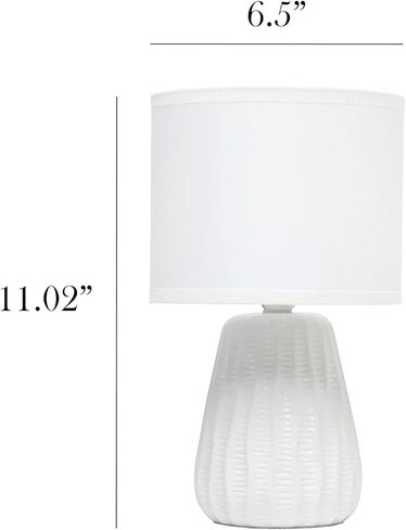 تصاميم بسيطة LT1138-GRY 11.02 "مصباح مكتب طاولة بجانب السرير بتصميم صغير تقليدي وحديث مصنوع من السيراميك مع غطاء من القماش المطابق لديكور المنزل، وغرفة النوم، ومنضدة، وغرفة المعيشة، والمدخل، رمادي in Kuwait