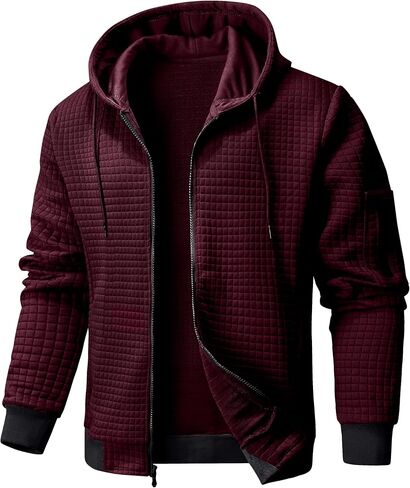 Mens Zip Up Hoodie Full-Zip Sweatshirt Lightweight Loose Fit Hooded Jackets in Saudi Arabia