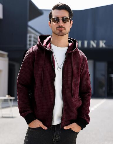 Mens Zip Up Hoodie Full-Zip Sweatshirt Lightweight Loose Fit Hooded Jackets in Saudi Arabia
