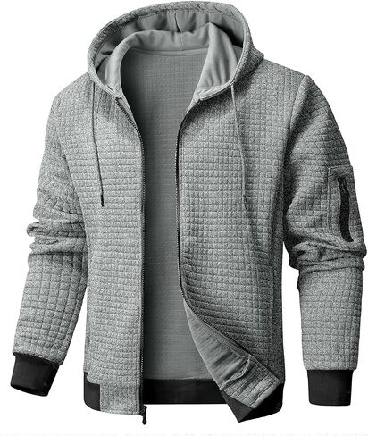 Mens Zip Up Hoodie Full-Zip Sweatshirt Lightweight Loose Fit Hooded Jackets in Saudi Arabia