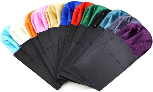 12 Pcs Prefolded Pocket Squares on Card for Men Suit Handkerchief, Boy's Pre-Folded Pocket Triangles Handkerchief in Saudi Arabia