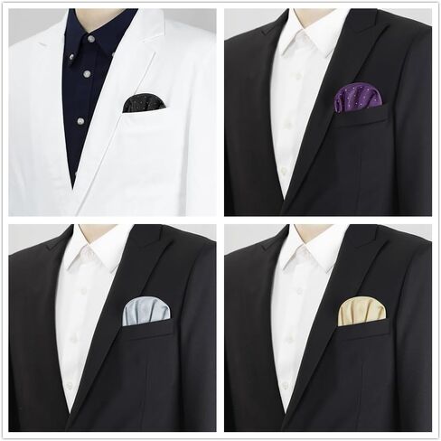 12 Pcs Prefolded Pocket Squares on Card for Men Suit Handkerchief, Boy's Pre-Folded Pocket Triangles Handkerchief in Saudi Arabia