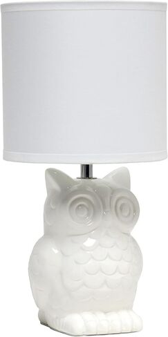 Simple Designs LT1136-SGE 12.8" Tall Contemporary Ceramic Owl Bedside Table Desk Lamp w Matching Fabric Shade for Decor, Bedroom, Nightstand, Living Room, Entryway, Kids' Room, Nursery, Sage Green in Saudi Arabia