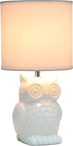 Simple Designs LT1136-SGE 12.8" Tall Contemporary Ceramic Owl Bedside Table Desk Lamp w Matching Fabric Shade for Decor, Bedroom, Nightstand, Living Room, Entryway, Kids' Room, Nursery, Sage Green in Saudi Arabia