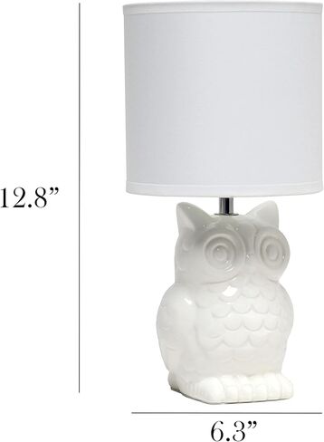 Simple Designs LT1136-SGE 12.8" Tall Contemporary Ceramic Owl Bedside Table Desk Lamp w Matching Fabric Shade for Decor, Bedroom, Nightstand, Living Room, Entryway, Kids' Room, Nursery, Sage Green in Saudi Arabia