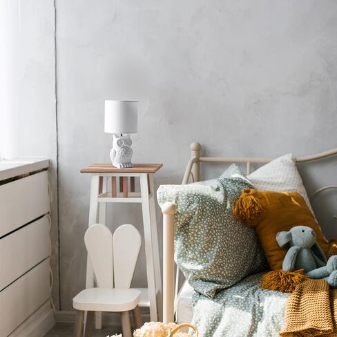 Simple Designs LT1136-SGE 12.8" Tall Contemporary Ceramic Owl Bedside Table Desk Lamp w Matching Fabric Shade for Decor, Bedroom, Nightstand, Living Room, Entryway, Kids' Room, Nursery, Sage Green in Saudi Arabia