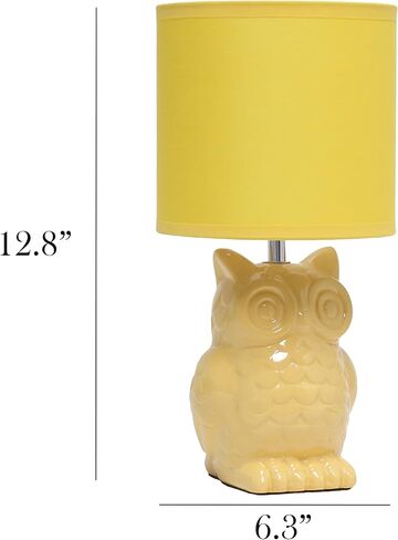 Simple Designs LT1136-SGE 12.8" Tall Contemporary Ceramic Owl Bedside Table Desk Lamp w Matching Fabric Shade for Decor, Bedroom, Nightstand, Living Room, Entryway, Kids' Room, Nursery, Sage Green in Kuwait
