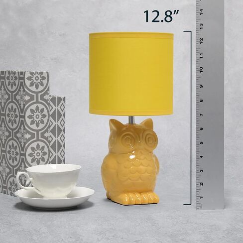 Simple Designs LT1136-SGE 12.8" Tall Contemporary Ceramic Owl Bedside Table Desk Lamp w Matching Fabric Shade for Decor, Bedroom, Nightstand, Living Room, Entryway, Kids' Room, Nursery, Sage Green in Kuwait