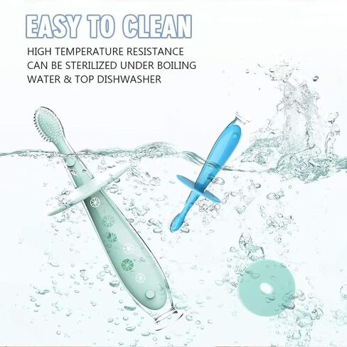 alobeby Baby Toddler Infant Soft Toothbrush: Extra Tooth Brush Age 2-4 6 to 12 Months Silicone Oral Dental Brish Hygiene Medium Pack Small Bristle Toothbrush Bulk (Blue & Green) in Saudi Arabia