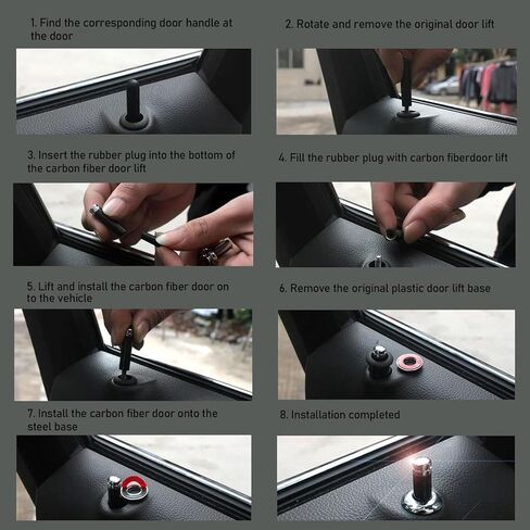 4 قطع مقابض تعديل قفل باب السيارة، دبابيس سحب باب السيارة المعدنية من ألياف الكربون، ملحقات مسامير داخلية عالمية لأبواب السيارات والشاحنات والشاحنات والشاحنات (أسود) in Kuwait