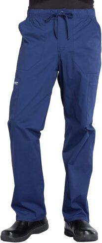 Men Scrubs Set Workwear Professionals WW695 V-Neck Top & WW190 Tapered Leg Fly Front Cargo Pant, Navy- XL Top/XL Pant in Saudi Arabia