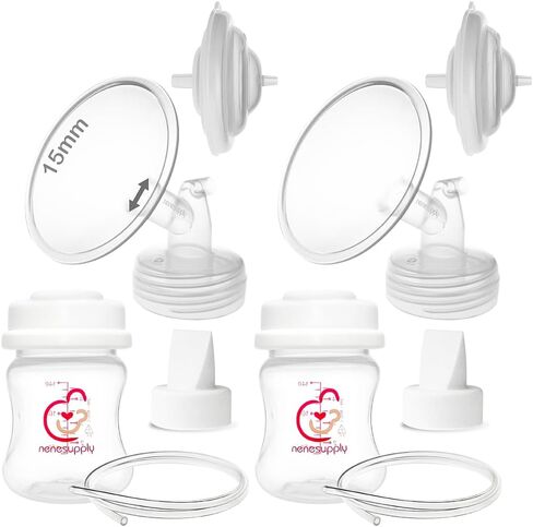 Nenesupply Handsfree Wearable Breast Milk Collection Cups Compatible with Spectra S1 S2 Baby Buddha Momcozy V1 Lansinoh Pumps 24mm Silicone Flanges Replacement for Spectra Pump Parts 19mm 21mm inserts in Kuwait