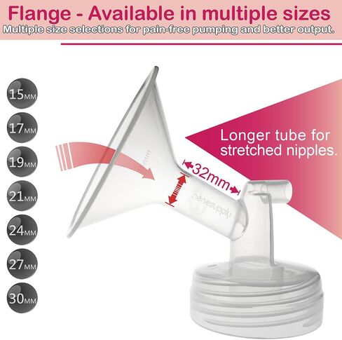 Nenesupply Handsfree Wearable Breast Milk Collection Cups Compatible with Spectra S1 S2 Baby Buddha Momcozy V1 Lansinoh Pumps 24mm Silicone Flanges Replacement for Spectra Pump Parts 19mm 21mm inserts in Kuwait