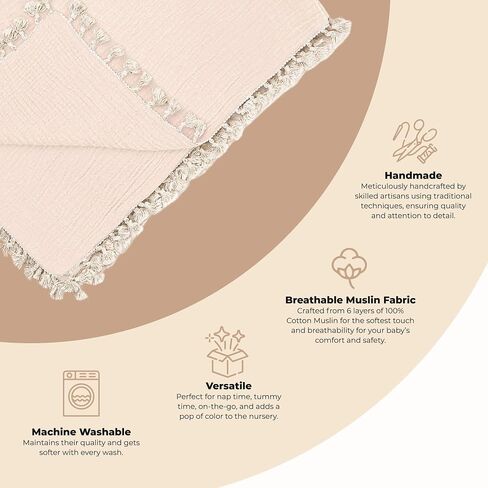 Crane Baby Green Muslin Baby Blanket, 6-Layer Cotton Baby Swaddle, Soft Cotton Lightweight Nursery and Stroller Blanket for Baby Boys & Girls, Fern Green, 30" x 40" in Saudi Arabia