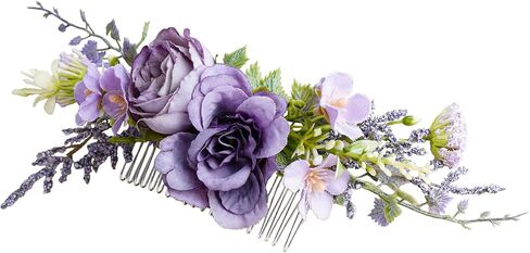 Purple Flower Hair Comb - Handmade Wedding Floral Combs Bridal Comb for Hair for Bride Bridesmaid Women Girls Prom Bridal Shower Maternity Shoot in Saudi Arabia